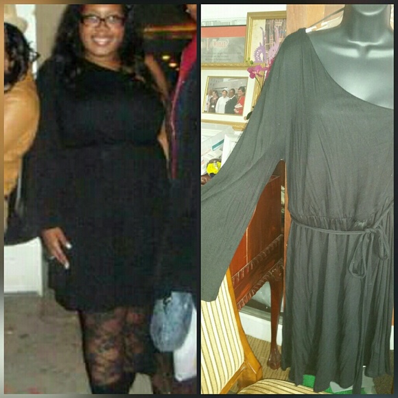 H&M one-sleeve black dress - Picture 2 of 4